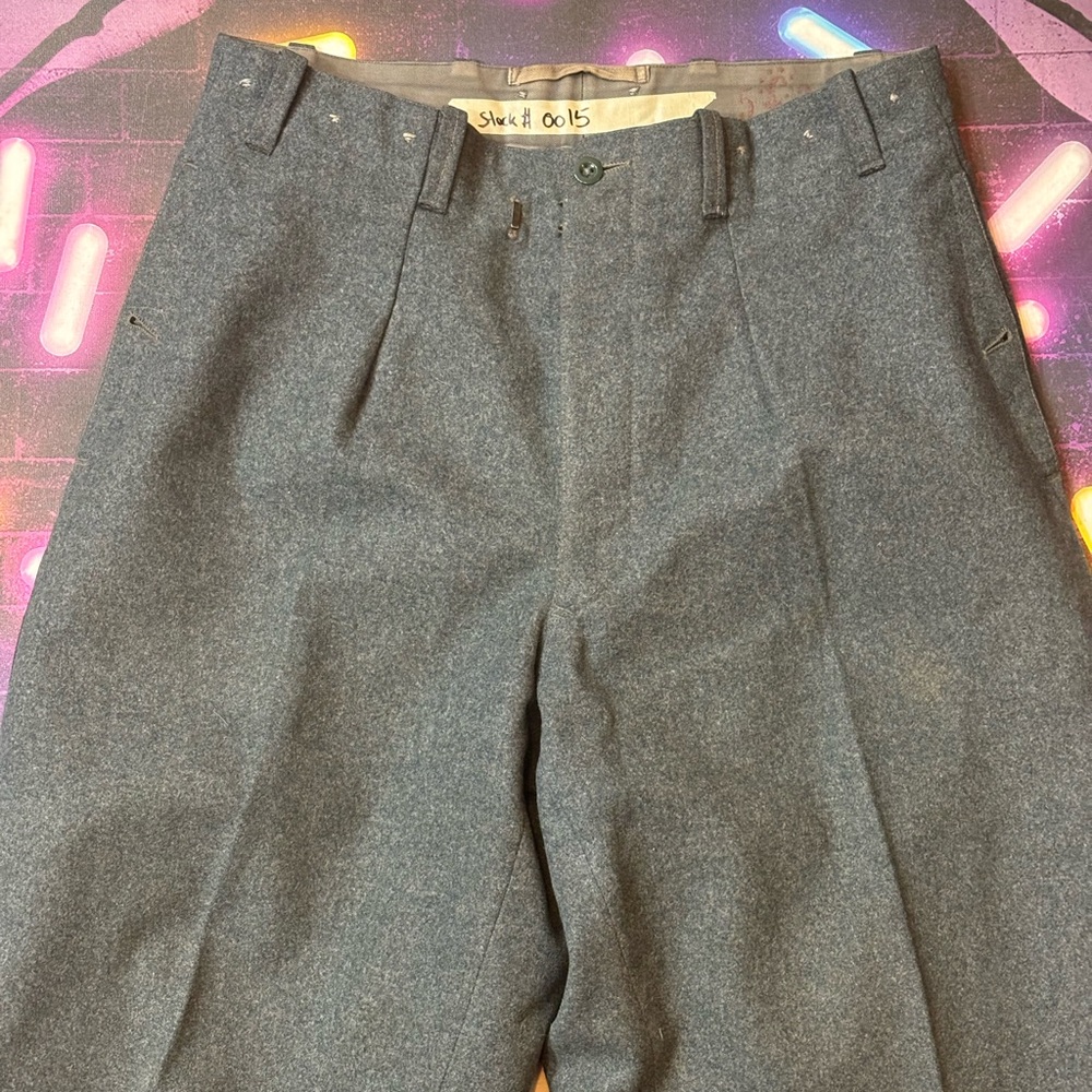 Vintage 1976 Wool Military Trousers Field Men Grey/Blue size 34in x 30in